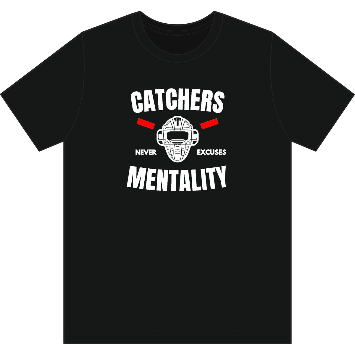 Catchers Mentality T-Shirt – Baseball Catcher Helmet Graphic