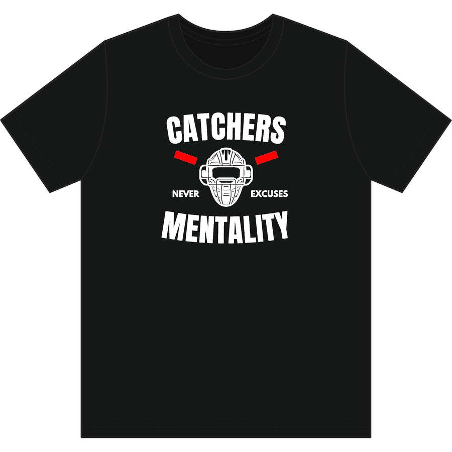 Catchers Mentality T-Shirt – Baseball Catcher Helmet Graphic