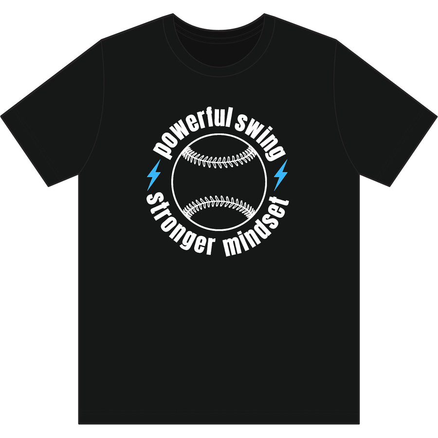 Baseball Power Shirt — "Powerful Swing Stronger Mindset" Graphic Tee